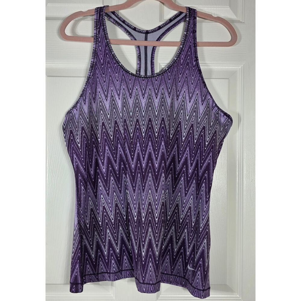 Nike Purple Racerback Dri-Fit Tank With Zig-Zag Chevron Pattern XL